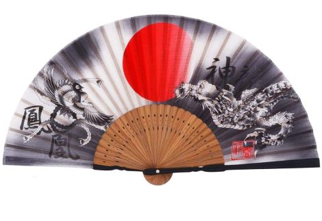 Abanico de mano de seda plegable de 21 cm para mujer, estilo retro japonés (dragón y fénix), ideal como regalo o decoración.