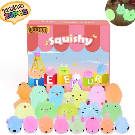 Paquete de 20 Mini Squishy animales adorables y antistress, fluorescentes y seguros para niños y adultos.