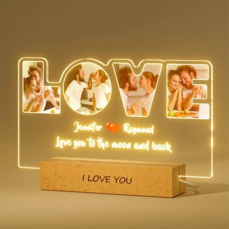 Lámpara personalizada con imagen, regalos personalizados para parejas, San Valentín, regalo original para mujeres y hombres en aniversarios. Lámpara LED, regalo de cumpleaños, Navidad y Día del Padre.