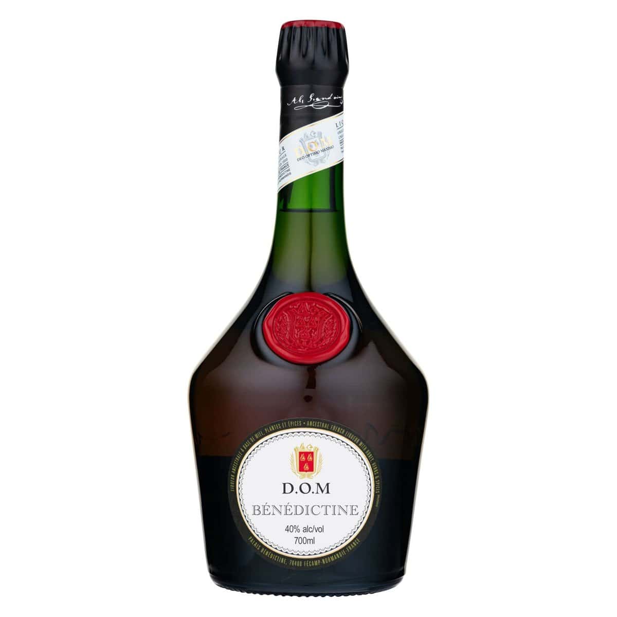 Bénédictine D.O.M. French Liqueur, Licor francés elaborado con una receta secreta de 27 hierbas, especias y raíces tradicionales, notas de miel, cítricos y almendras dulces, 40 % vol., 70 cl / 700 ml