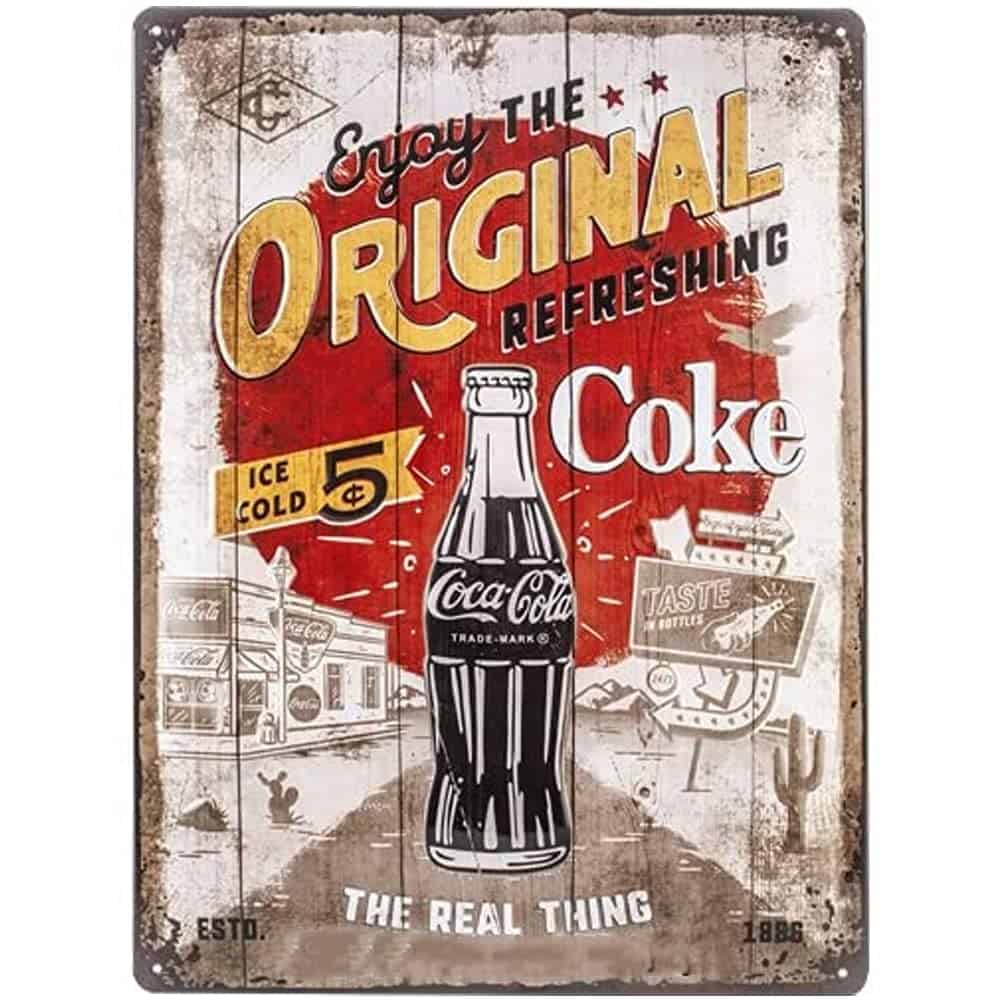 Nostalgic-Art Cartel de Chapa Retro Coca-Cola  Original Regalo para Aficionados a Coke, metálico, Diseño Vintage Decorativo, 30 x 40 cm