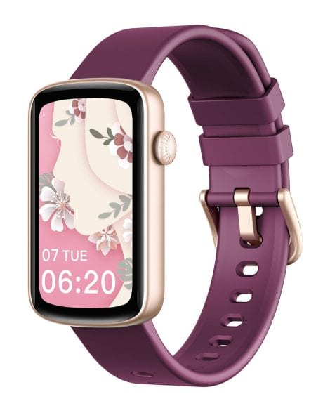 Reloj inteligente de mujer SHANG WING, resistente al agua IP68, medidor de oxígeno, personalizable, seguimiento del sueño y actividad física. Compatible con Android e iOS. Color morado.