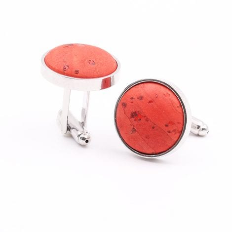 Gemelos para camisa de hombre hechos de corcho natural. Originales, exclusivos y elegantes. Ideales para bodas, regalo perfecto para San Valentín o padrinos. (Rojo)