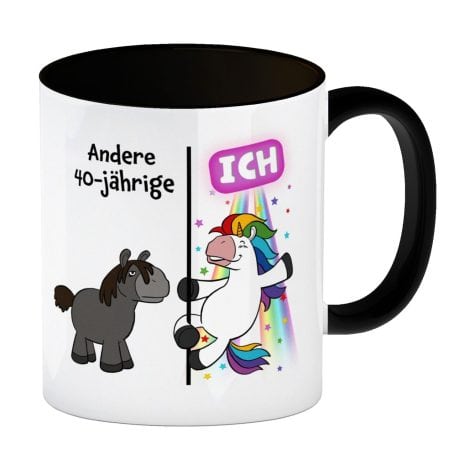 Taza de café 40 cumpleaños con diseño divertido “Unicornio”, original regalo para mujeres y hombres.