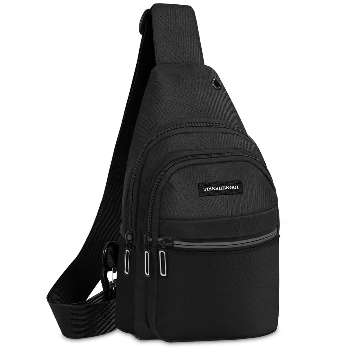 Bolso Pecho Hombre Bolso Cruzado Pequeños Luz Weigt Mochila Bandolera Hombre para Deportes al Aire, Caminar, Viajar, Ciclismo, Negro