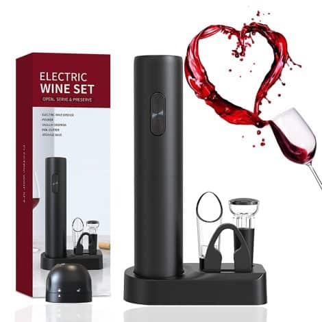 Juego eléctrico ZOYIDOUX para abrir vino, incluye sacacorchos, cortador, vertedor, tapón de vacío y tapones de champán. Perfecto para amantes del vino.