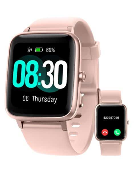 Reloj Inteligente GRV, Pulsera de Actividad Impermeable IP68 con Pulsómetro y Monitor de Sueño (Rosa).