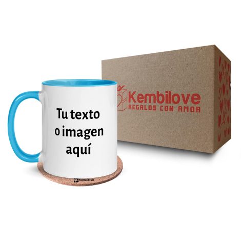 Tazas de desayuno personalizadas con foto: regalos únicos para hombres, sorprende con la taza con interior azul.