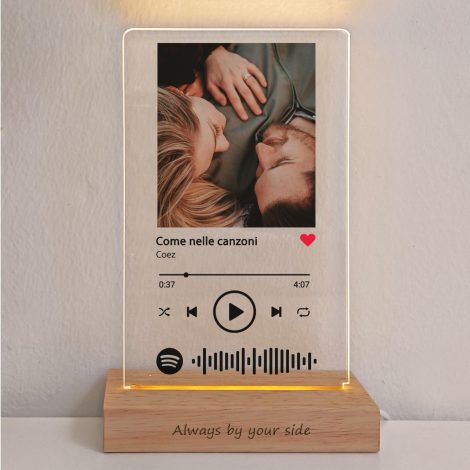 Placa Spotify personalizada con foto | Lámpara Spotify personalizada con luz para regalos únicos | Cuadro Spotify personalizado de aniversario para parejas, novios, novia, madre.