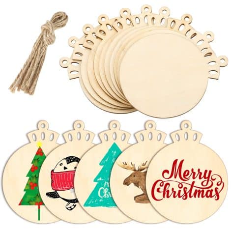 MELLIEX 40 rodajas de madera para hacer manualidades decorativas navideñas en casa.