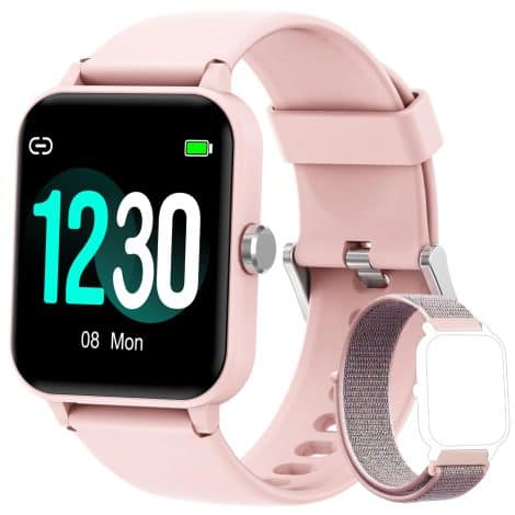 Blackview Smartwatch, reloj inteligente para mujer con oxímetro de pulso (SpO2), seguimiento de sueño, esfera personalizable, podómetro de calorías y pulsera de actividad de 1,83″ para Android e iOS (versión mejorada).