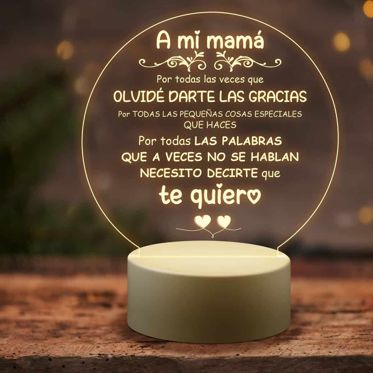 KAAYEE Regalos para Mama Navidad, Luz Nocturna Acrílica Grabada Regalo Mama Cumpleaños, Regalo dia de la Madre desde Hijas e Hijo, Regalos Mama Navideños Acción de Gracias (Mamá-1)