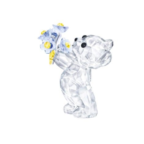 Oso Kris de Swarovski – Nunca olvides, con brillante cristal Swarovski y flores en azul y amarillo.