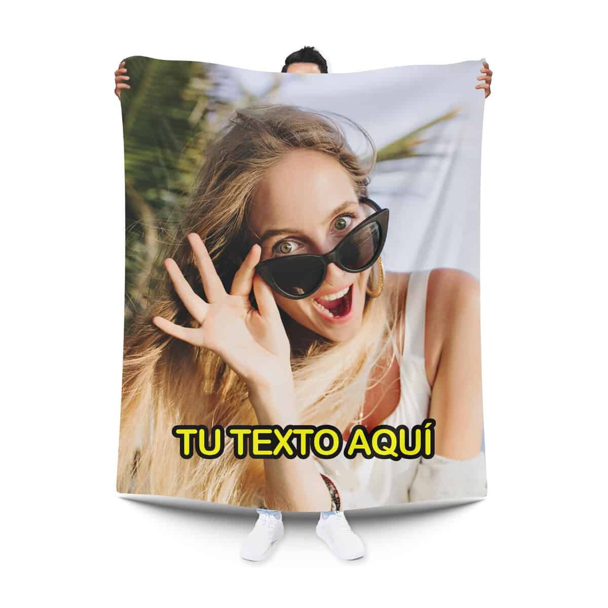 Pla Pla Pla Manta Personalizada con tu Foto y Texto. Manta sofá, Manta Cama con Imagen. (70 x 120 cm.)