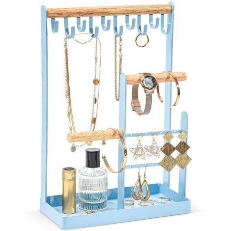 Soporte Joyas Colgante Procase – Azul Claro. Ideal para collares, pulseras, mascarillas y pendientes.