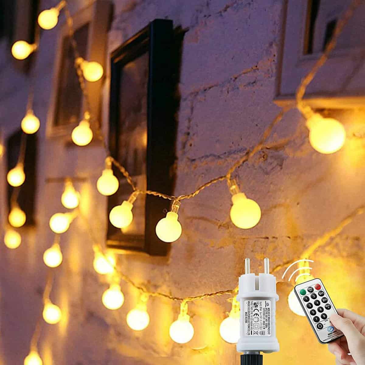 Augone [120 LED] Guirnalda Luces, 15M 8 Modos de Cadena de Luces Para Exterior/Interior con Enchufe, Luces Navidad Para de Decoración, Habitación Infantil, Balcones, Jardín, etc. (Blanco Cálido)