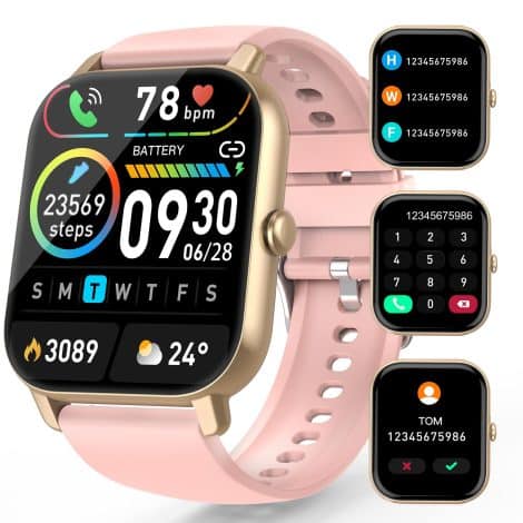 Reloj Inteligente Aptkdoe H/M, Smartwatch 1,85″ con Bluetooth, Impermeable IP68, 112 Modos de Deporte, Rosa.