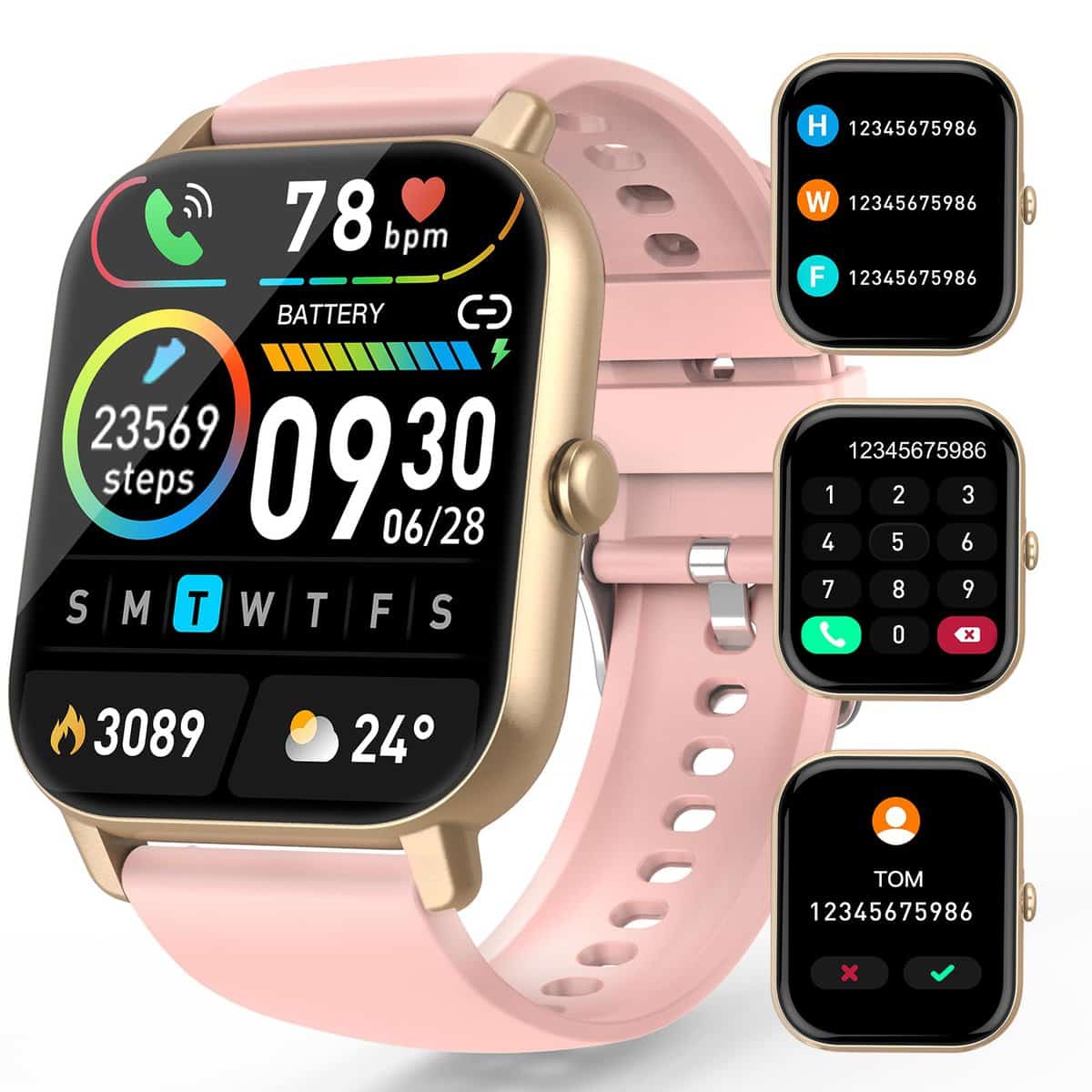 Aptkdoe Reloj Inteligente Hombre Mujer, 1,85" Smartwatch con Llamada Bluetooth, Impermeable IP68 Pulsera Actividad con 112 Modos Deporte, Monitoreo de Sueño/Pulsómetro/Podómetro, Rosa