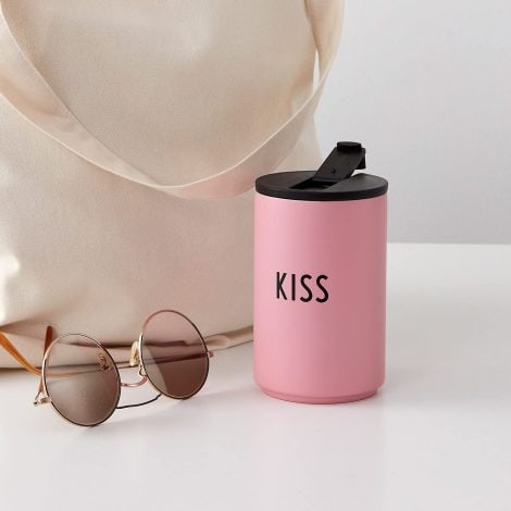 Taza térmica de diseño, rosa KISS, ideal para regalo de San Valentín, sin BPA, 350 ml, portátil para café.