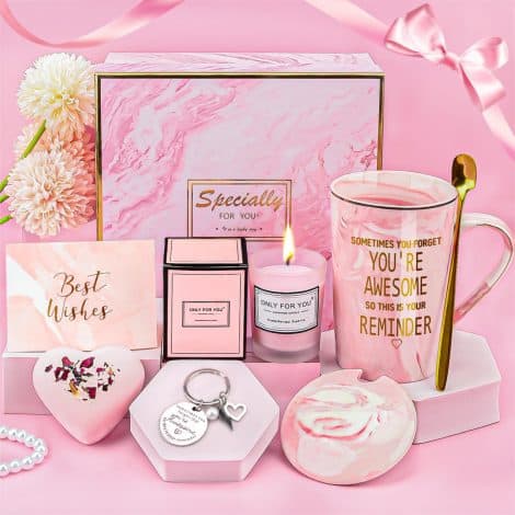 Set regalo rosa de 6 piezas para mujer, taza de café YYDSXK, perfecto para cumpleaños, Navidad, San Valentín y el Día de la Madre (Increíble).