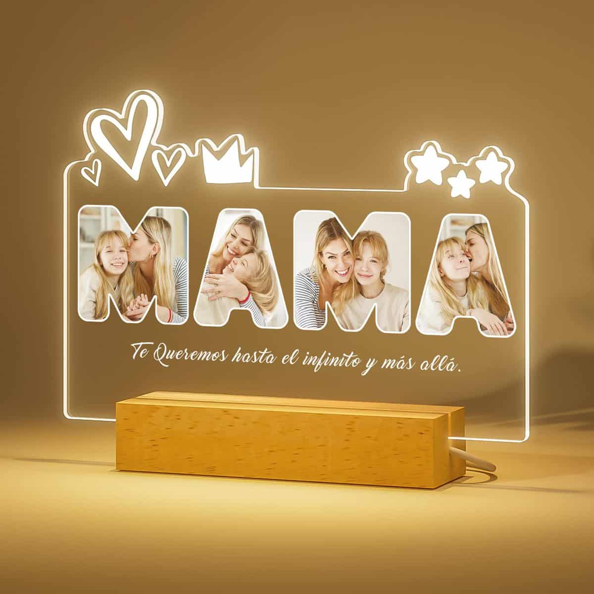 iDIY Lampara Personalizada con tu Foto - Marcos con Profundidad LED 3D, Regalo Día de la Madre, Mamá Regalo Original para Cumpleaños, Navidad, Acción de Gracias