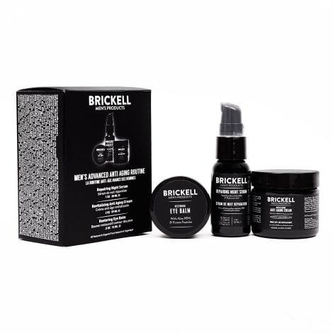 Productos para hombres de Brickell: Rutina antiedad avanzada con crema, suero de Vitamina C y crema para ojos. Orgánicos, naturales y con aroma.