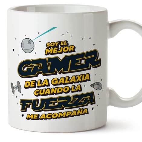 Tazas MUGFFINS para hombre GAMER – En Español – Lo mejor de la Galaxia con la Fuerza – 11 oz / 330 ml – Regalo original y divertido.