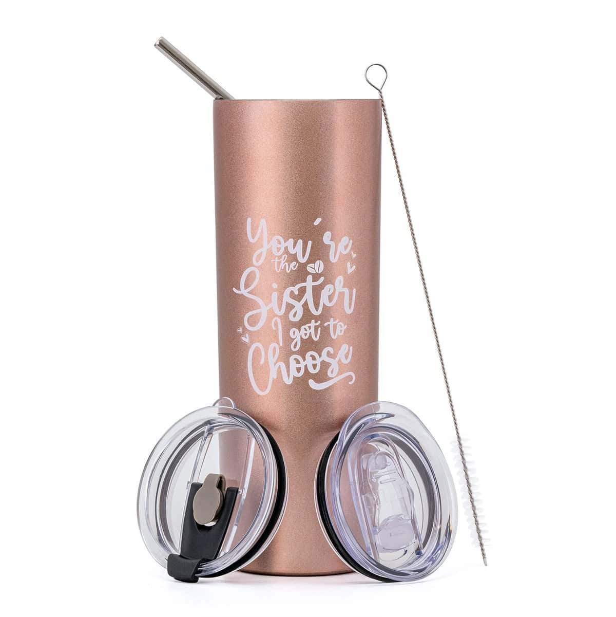 JNSMFC Mejor Amigo Regalos de cumpleaños para Mujeres,Regalos de Amistad Femenina,Regalos de Hermanas para Hermanas,You're The Sister I Got to Choose,Vaso Aislante 20 Oz con pajita y tapa