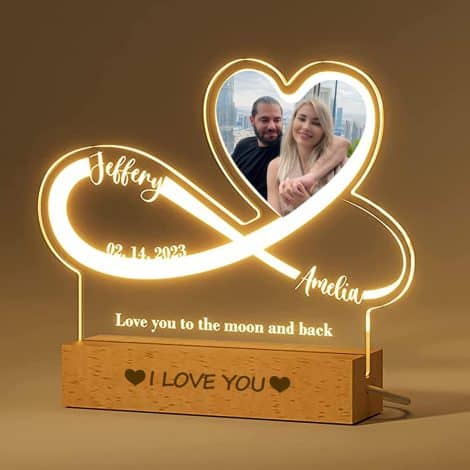 Lámpara Personalizada con Imagen, Regalos Personalizados para Parejas, Regalo de San Valentín o Aniversarios, Lámpara LED con Foto Regalo Cumpleaños, Ideas para Regalos de Navidad.