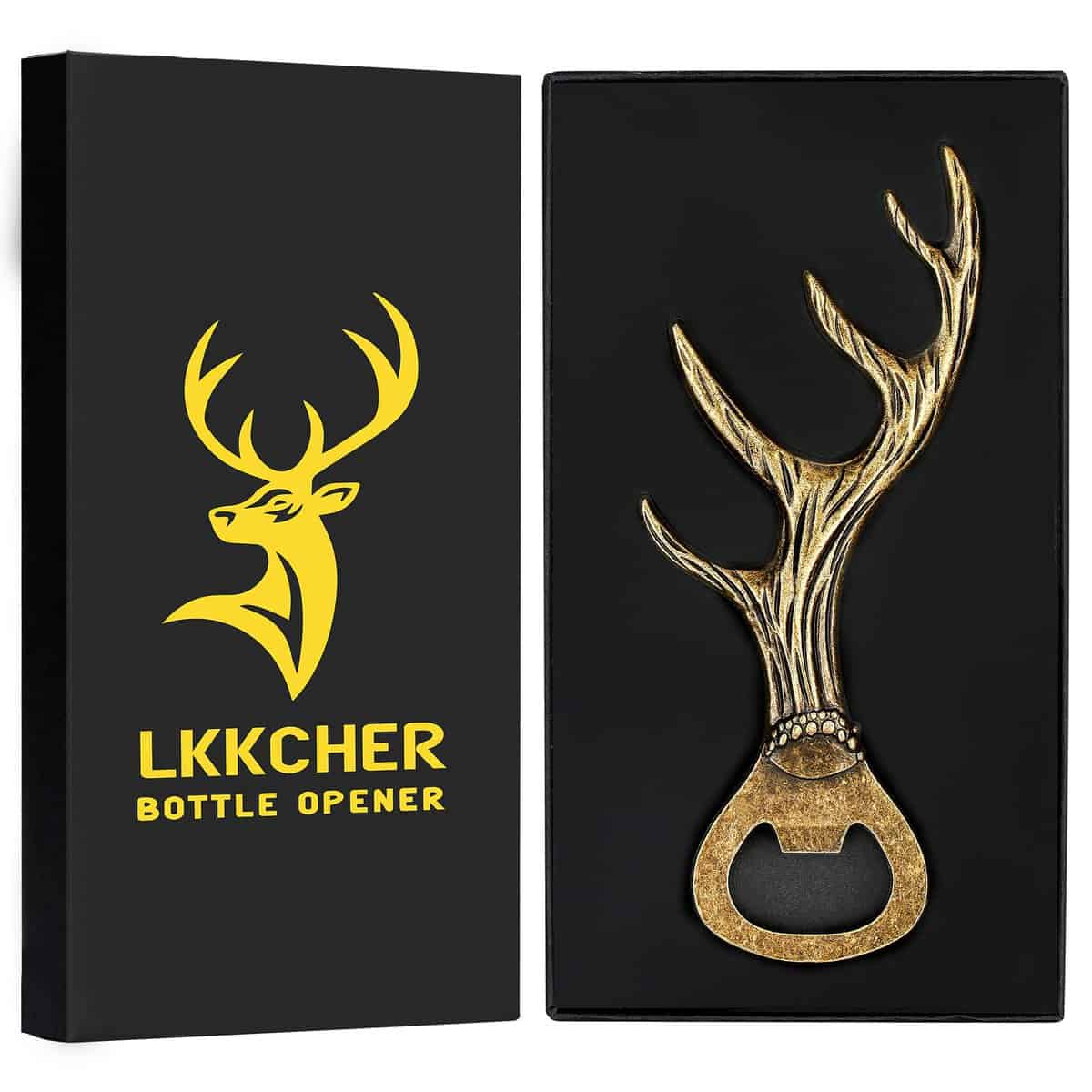 LKKCHER Abrebotellas de Cerveza Astas de Ciervo, Regalos Personalizados Cumpleaños para Mujer Hombre Padre, Regalo Navidad, Regalos Originales para el Padre Novio Abuelo Marido, Regalos San Valentin