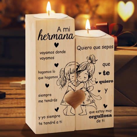 Regalos para tu hermana: Candelabro en forma de corazón KAAYEE, ideal para cumpleaños y regalos navideños. (M, Hermana)