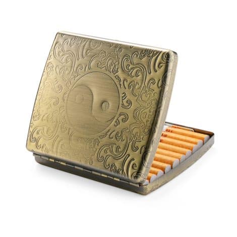 Caja de cigarrillos de estilo antiguo, en acero inoxidable, para hombres y mujeres. Incluye caja de regalo vintage.