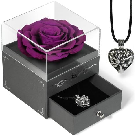 Rosa Eterna Creativa con Collar Aromático, Regalo Ideal para Mujer, Novia, Madre, Esposa, Navidad, Aniversario.