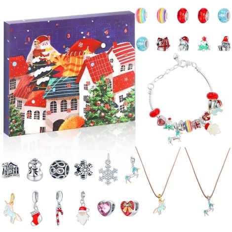 Conjunto de joyas de Navidad, 24 piezas, perfecto para regalos sorpresa en el calendario de Adviento.