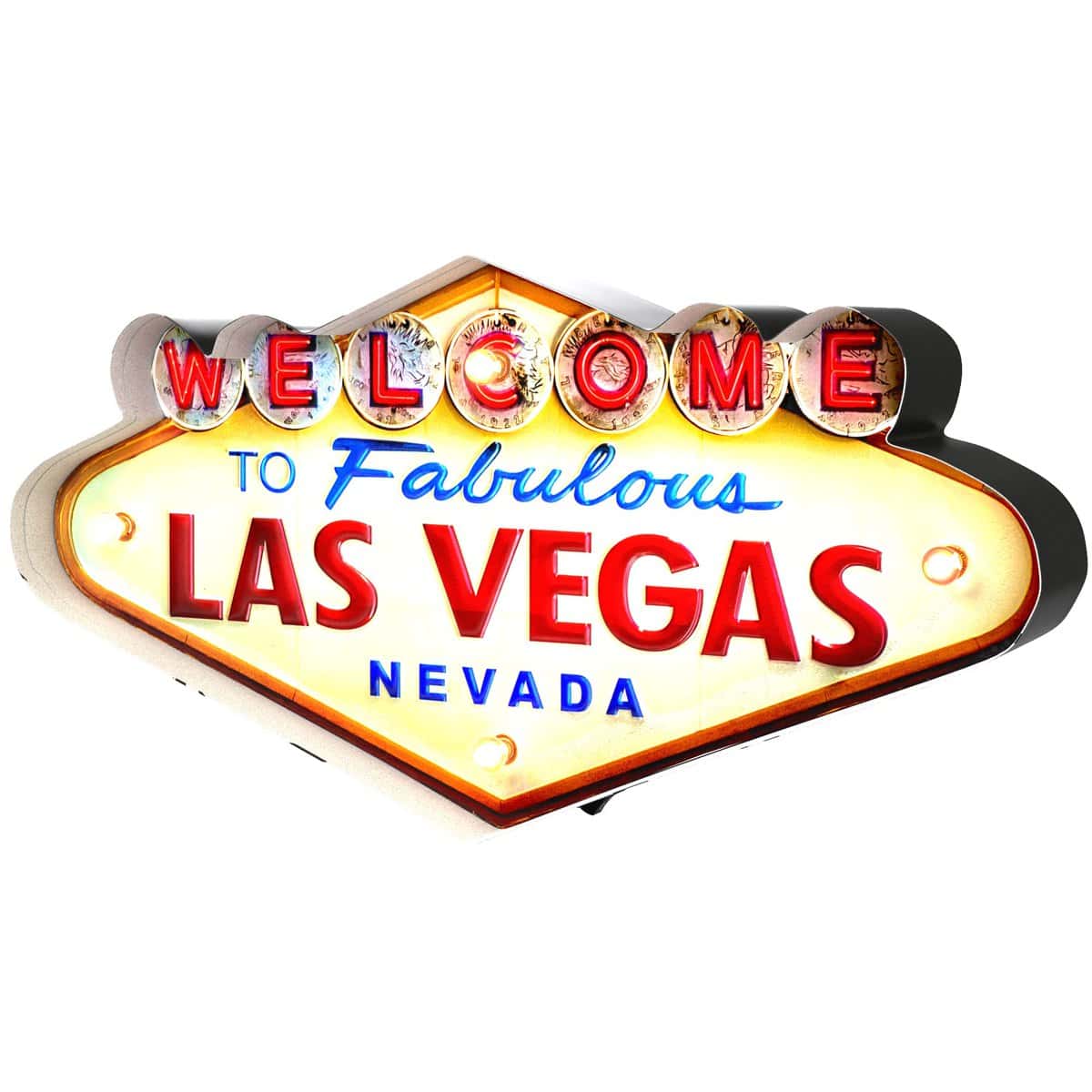 DiiliHiiri Cartel Luminoso Las Vegas  Letrero Vintage de Metal para Decoración Hogar y Pared Señal Retro de los Años 50 | 50x25x5 cm (Las Vegas)