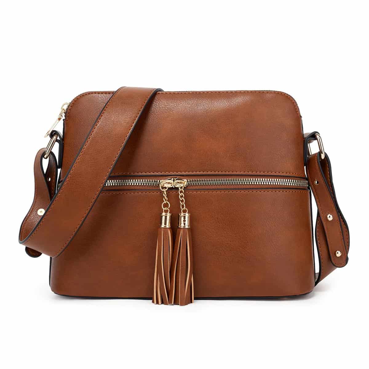 EVEOUT Retro Bolso Bandolera de Cuero para Mujer Moda Vintage Bolsos de Hombro con borlas