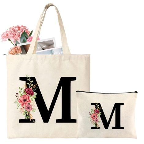 Bolsa de tela con letras, perfecta para regalar a mujeres en su cumpleaños o Navidad. Ideal para mamás. (M)