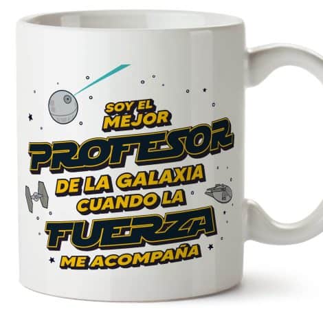 Tazas MUGFFINS para hombre PROFESOR – En Español – La Fuerza me Acompaña – Regalo original y divertido de la Galaxia.