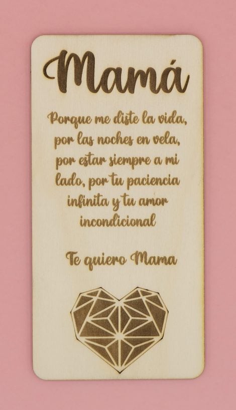 Tarjeta de felicitación de madera “La Bella Sierra” para el Día de la Madre, San Valentín, cumpleaños o aniversario.