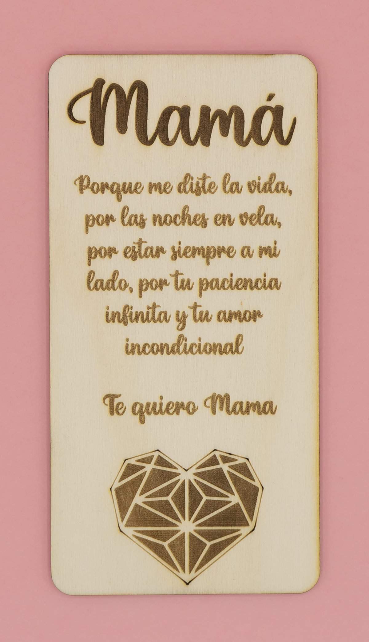 La Bella Segueta Tarjeta Felicitación Mamá madera. Día de la madre, San Valentín, Cumpleaños, Aniversario