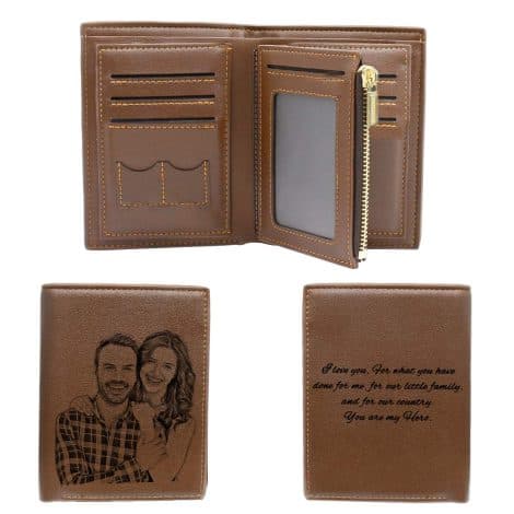 Cartera con Foto Personalizada en Cuero Plegable, el Regalo Ideal para Papá, Novio o Familia.