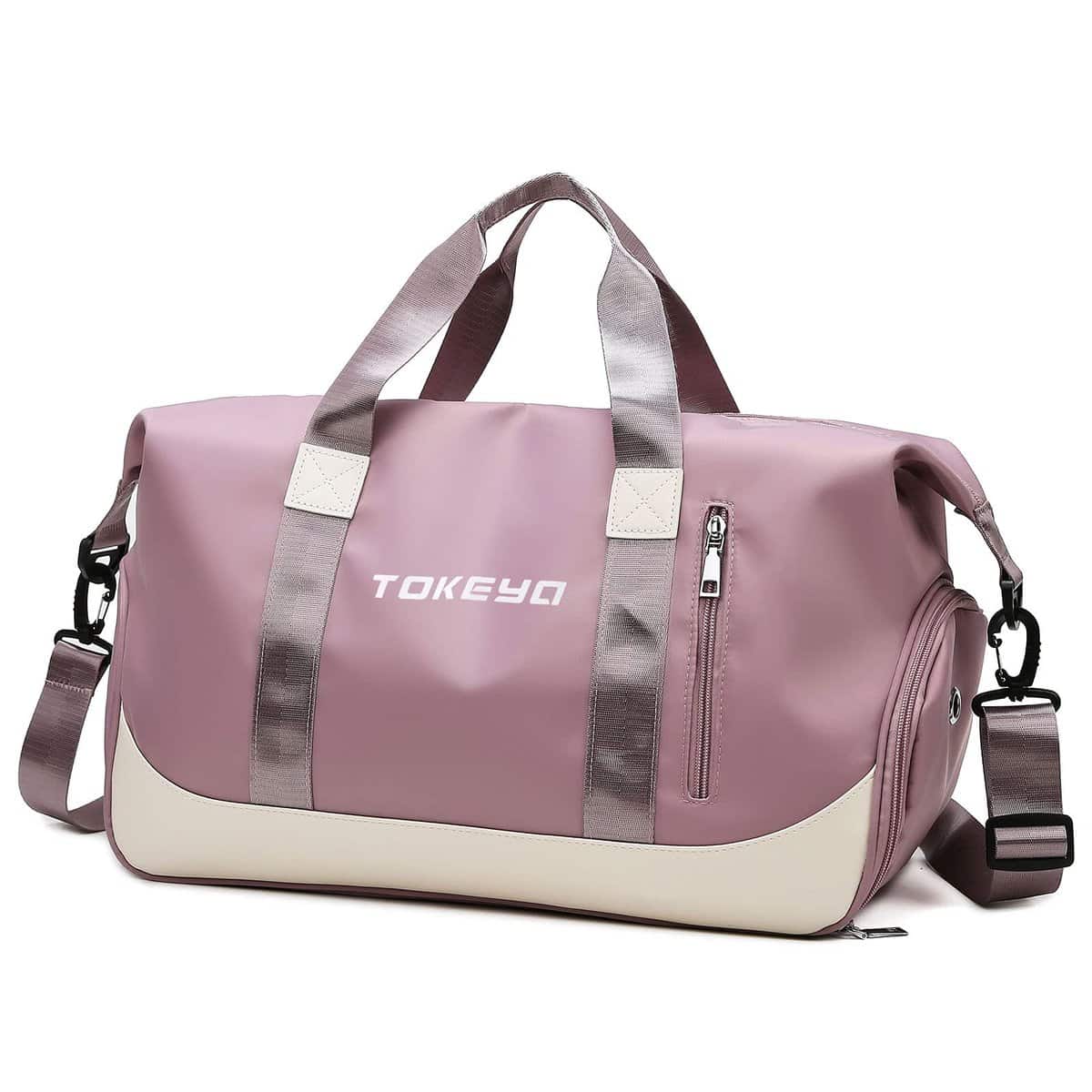 Tokeya Bolsa Deporte para Gimnasio Bolsa con Compartimento Zapatos y Bolsillo Húmedo, 40L Bolsa Fin de Semana Plegable Impermeable Grande Bolsos, Mujer Regalo, Violeta