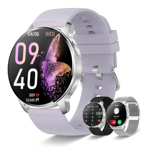 Betatree Smartwatch unisex con llamadas Bluetooth, reloj inteligente de fitness de 1,32″, 20 modos deportivos, podómetro y monitor de sueño, compatible con Android e iOS.