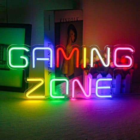 Zona de Juegos Neón LED de colores decorados con letras para salas de juego y regalos para gamers, niños y hombres.