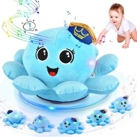 Juguetes Musicales de Gateo para bebés, Juguetes de Gateo con Pulpo Bailarín, Juguetes interactivos con detección de obstáculos, Regalos para niños de 6 meses a 3 años.