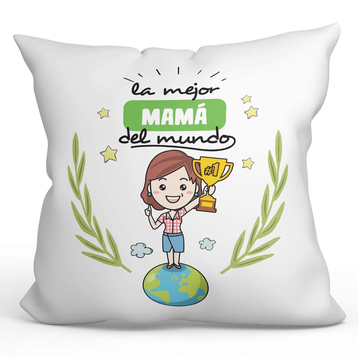 MUGFFINS Cojín Mamá -Familia Mundo -Regalos Originales y Divertidos para Decoración -Cojín: Relleno + Funda (40x40 cm). Tacto algodón