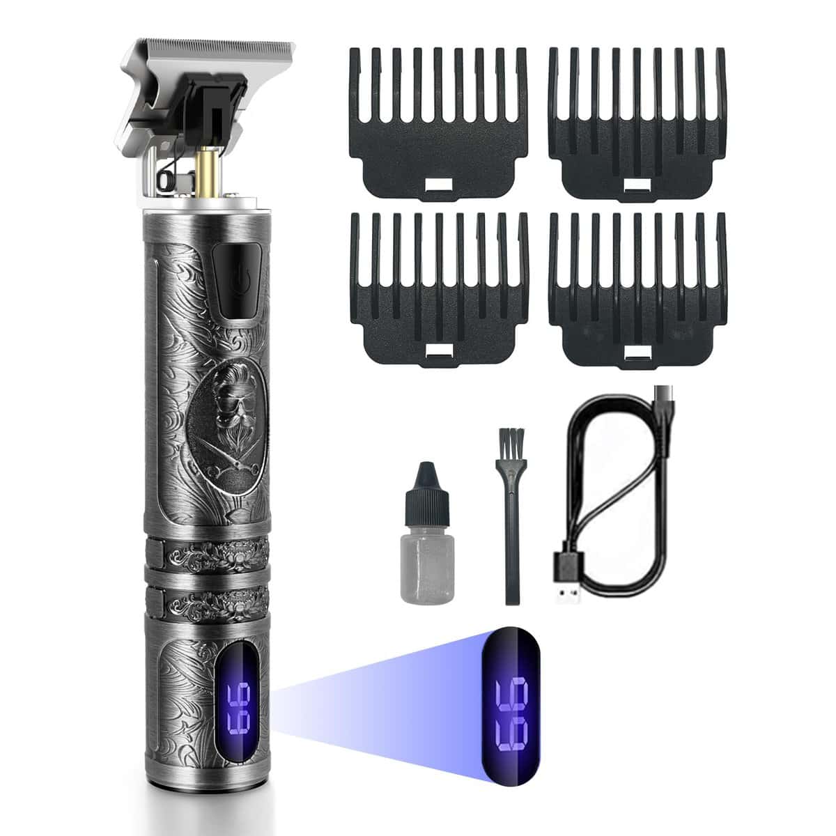 HOMEASY Máquina de Cortar Pelo Profesional, Cortapelos Hombre Recortadora de Pelo Recargable, Maquinilla de Afeitar Eléctrica con Pantalla LED Peines Guía, Trimmer Barba Ideal para Peluquería Familia