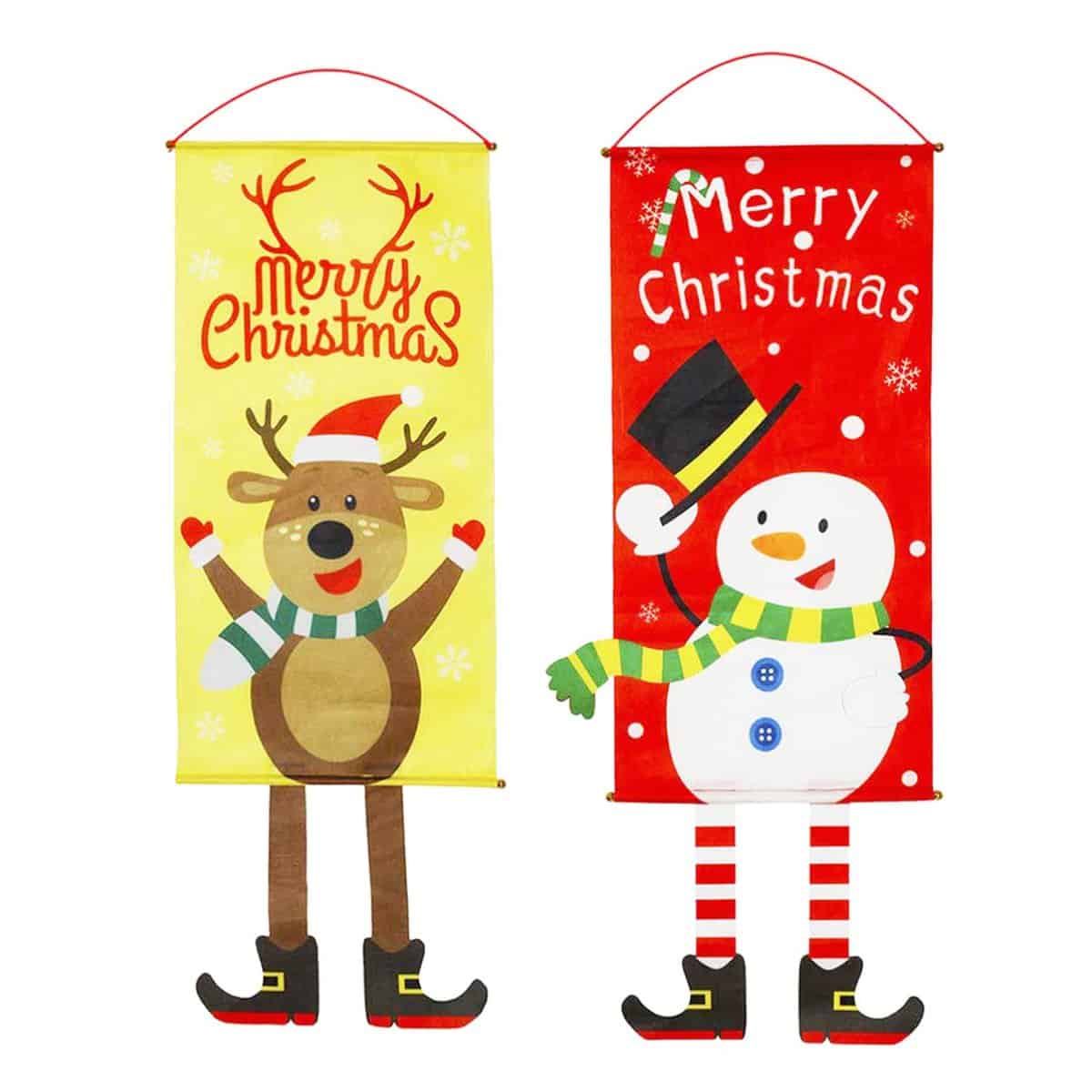 Zuzer Bandera Colgante Navidad, 2pcs Bandera Puerta Banner de Navidad Decoraciones Navideñas Decoración de Navidad Banner Ventana Decoración de La Pared (1)