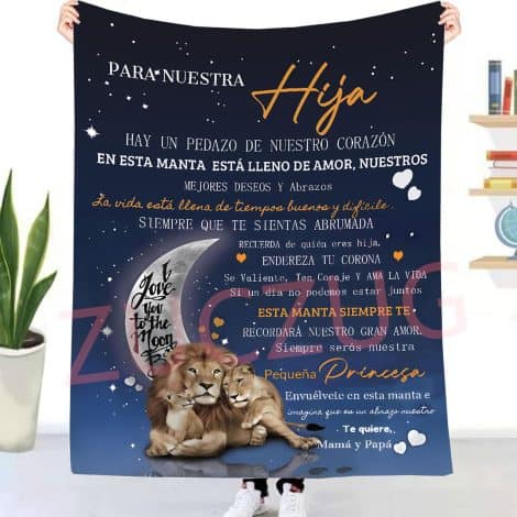 Manta de Franela Personalizada para Cama, Regalo de Mamá y Papá con Amor Positivo para Nuestra Hija.