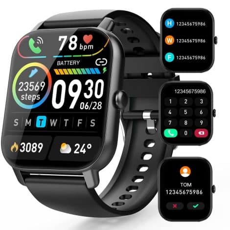 Reloj inteligente Aptkdoe unisex, 1,85″ Smartwatch con Bluetooth, resistente al agua IP68, 112 modos deportivos, seguimiento del sueño/pulso/pasos, compatible con Android y iOS.